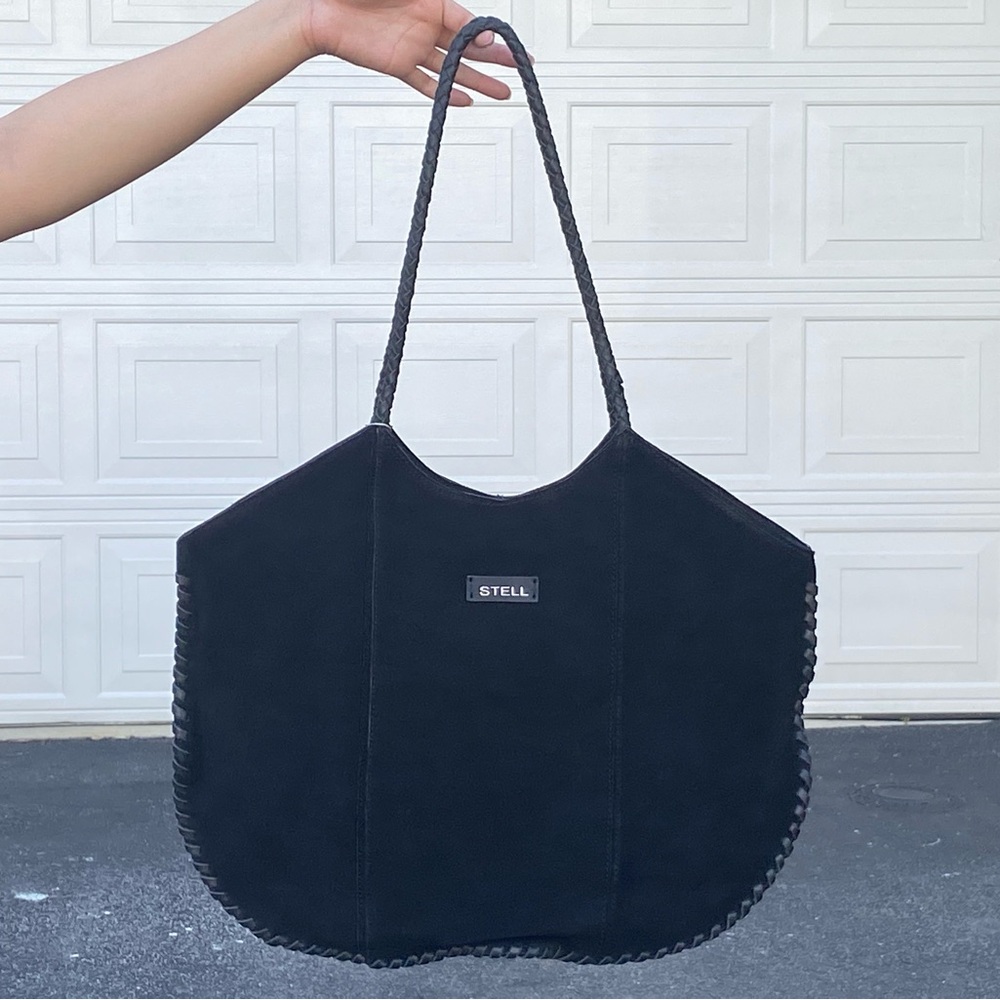 Stell soft black leather tote bag